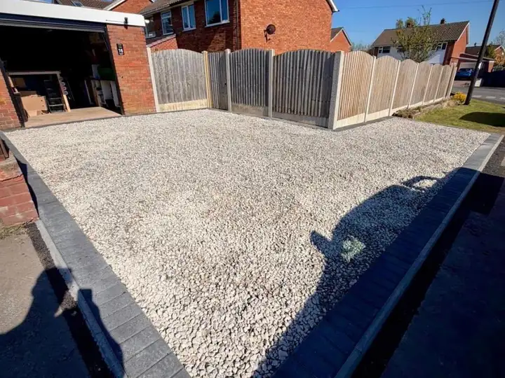 Gravel driveway with block paved edging, Stafford